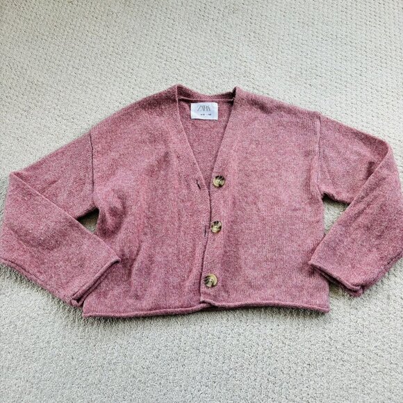 Zara Other - Zara Pink Heathered Cropped Cardigan